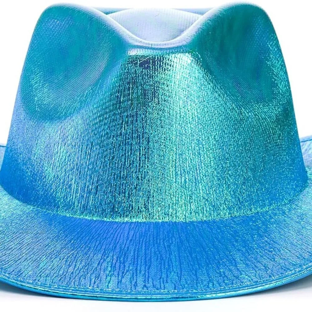 Set of 4 Holographic Space Cowgirl Hats Glitter Neon Party Costumes for Women